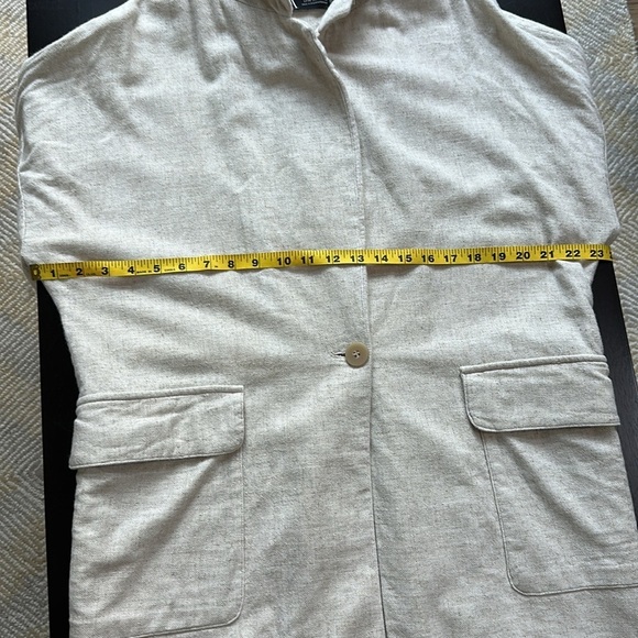 ZARA Brand Linen Blend Oversized Long Blazer - Picture 8 of 11